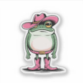Schattigee Cowgirl Frog Vinyl Sticker (Voorkant)