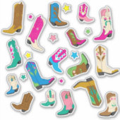 Schattigee Cowgirl laarzen Stickers (Voorkant)