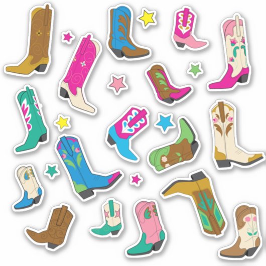 Schattigee Cowgirl laarzen Stickers (Voorkant)