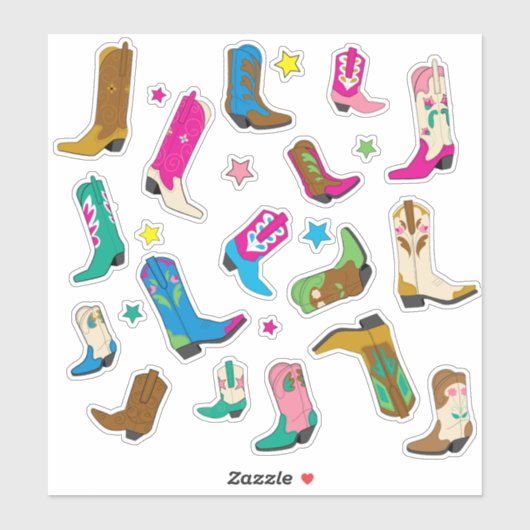 Schattigee Cowgirl laarzen Stickers (Vel)