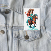Schattigee Cowgirl Rijden Pony Thunder_Cove Button (Insitu)