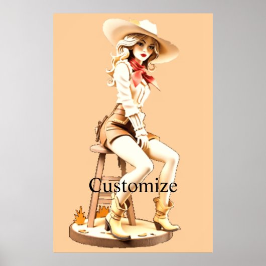 Schattigee Cowgirl Sitting Thunder_Cove Poster (Voorkant)