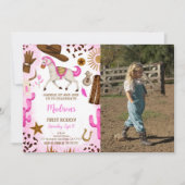 Schattigee Cowgirl Verjaardag Foto Uitnodiging (Voorkant)