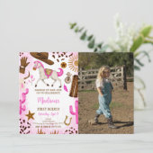 Schattigee Cowgirl Verjaardag Foto Uitnodiging (Staand voorkant)