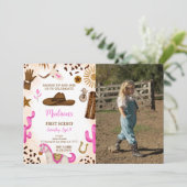 Schattigee Cowgirl Verjaardag Foto Uitnodiging (Staand voorkant)