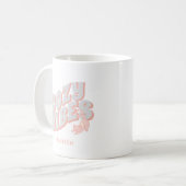 Schattigee 'Cozy Vibes' Pastel Cat Gepersonaliseer Koffiemok (Voorkant links)