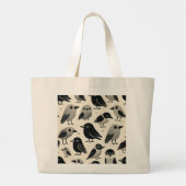 Schattigee Crafty Crows Print Design Grote Tote Bag (Achterkant)