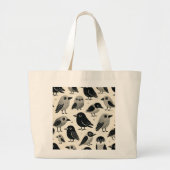 Schattigee Crafty Crows Print Design Grote Tote Bag (Voorkant)