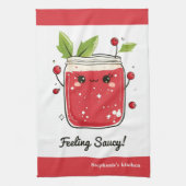 Schattigee cranberrysaus – Grappig Kawaii Koken Theedoek (Verticaal)