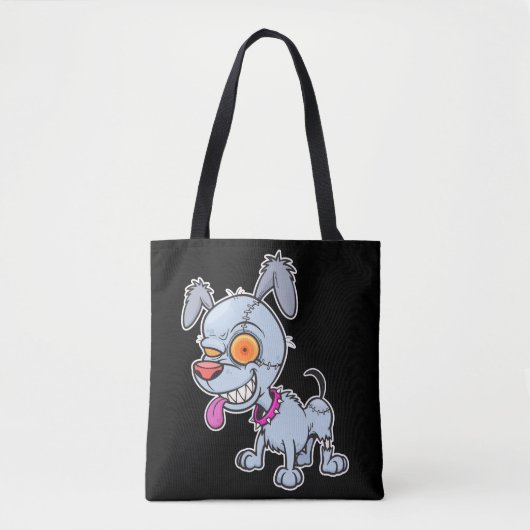 Schattigee Cranky Zombie Dog Illustratie Tote Bag (Voorkant)