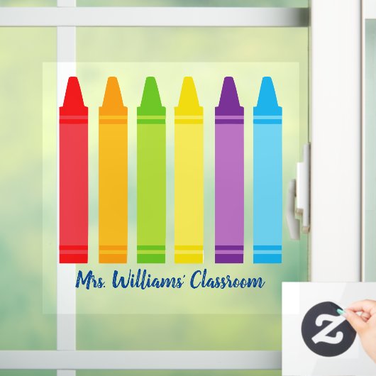 Schattigee Crayon Basisschool Leraar Custom Class Raamsticker (Huis)
