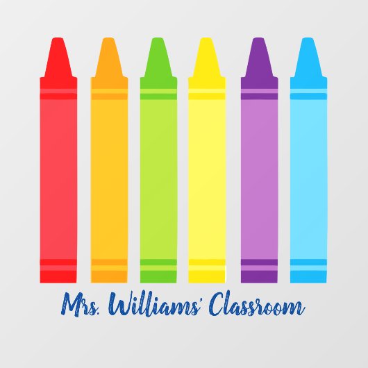 Schattigee Crayon Basisschool Leraar Custom Class Raamsticker (Vel)