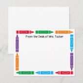 Schattigee Crayon Border Teacher Naam Stationery Notitiekaartje (Voorkant / Achterkant)