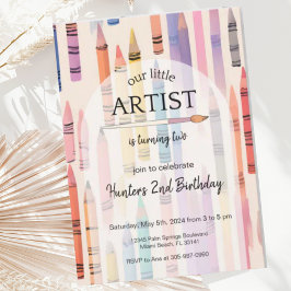 Schattigee Crayon Pastel Kleine Artiest Verjaardag Kaart