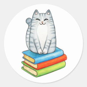 Schattigee Crazy Cat Lady Boekenworm Leesboek Lief Ronde Sticker