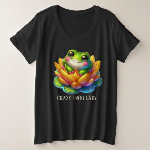 Schattigee Crazy Frog Lady aanpasbaar Grote Maat T-shirt