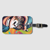 Schattigee Crazy Funny Chimpanzee Bagagelabel (Voorkant (horizontaal))