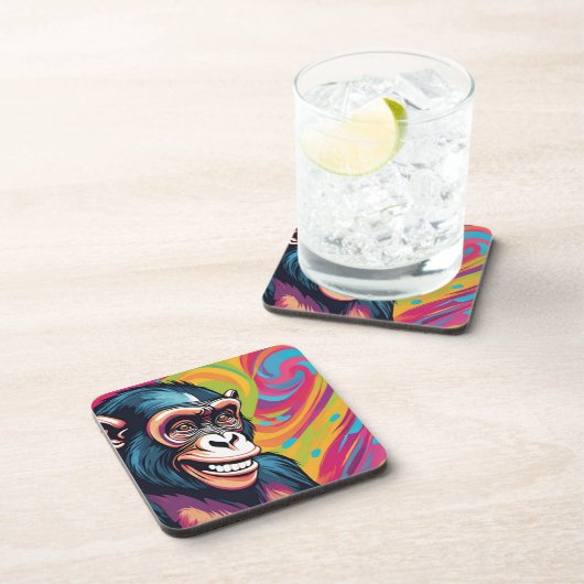 Schattigee Crazy Funny Chimpanzee Bier Onderzetter (Rechterzijde)