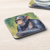 Schattigee Crazy Funny Chimpanzee Bier Onderzetter (Linkerzijde)