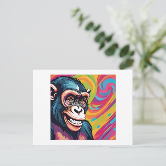 Schattigee Crazy Funny Chimpanzee Briefkaart (Staand voorkant)