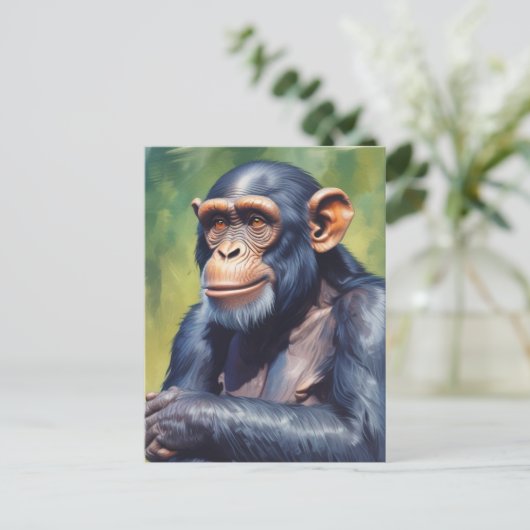 Schattigee Crazy Funny Chimpanzee Briefkaart (Staand voorkant)