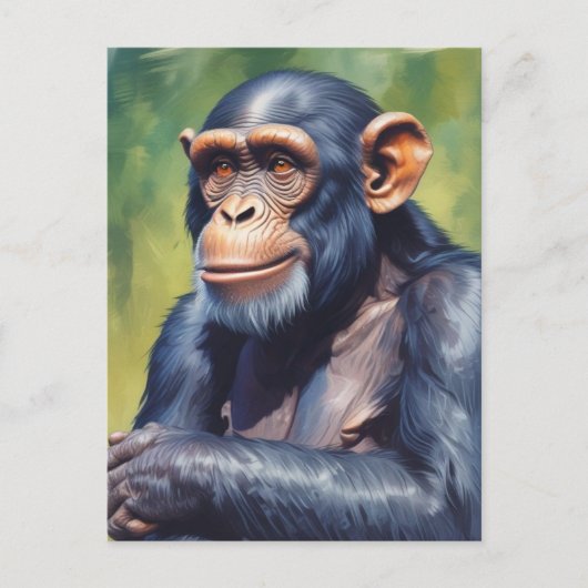 Schattigee Crazy Funny Chimpanzee Briefkaart (Voorkant)