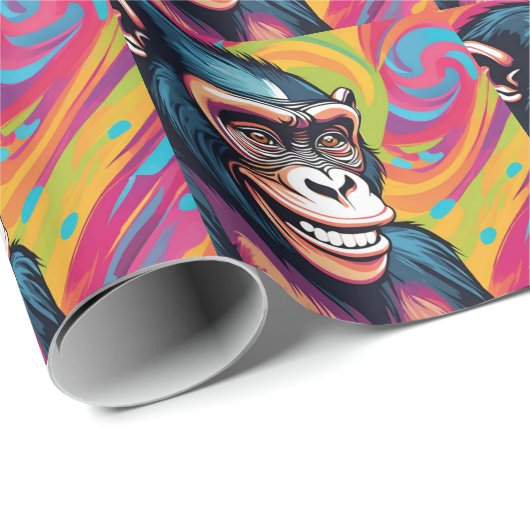 Schattigee Crazy Funny Chimpanzee Cadeaupapier (Rol Hoek)