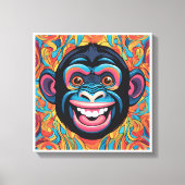 Schattigee Crazy Funny Chimpanzee Canvas Afdruk (Voorkant)