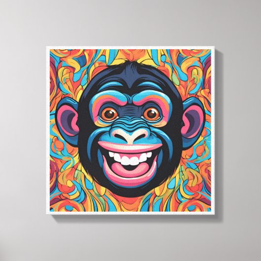 Schattigee Crazy Funny Chimpanzee Canvas Afdruk (Voorkant)