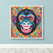Schattigee Crazy Funny Chimpanzee Canvas Afdruk (Insitu (Houten vloer))