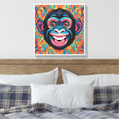 Schattigee Crazy Funny Chimpanzee Canvas Afdruk (Insitu (Slaapkamer))