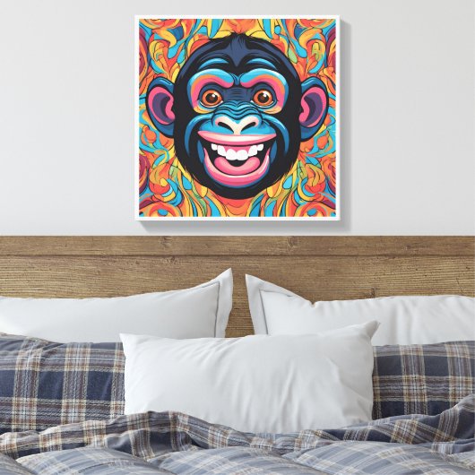 Schattigee Crazy Funny Chimpanzee Canvas Afdruk (Insitu (Slaapkamer))