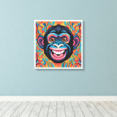 Schattigee Crazy Funny Chimpanzee Canvas Afdruk (Insitu (Houten vloer))