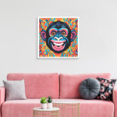 Schattigee Crazy Funny Chimpanzee Canvas Afdruk (Insitu (Woonkamer))
