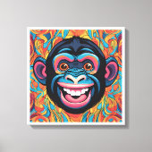 Schattigee Crazy Funny Chimpanzee Canvas Afdruk (Voorkant)