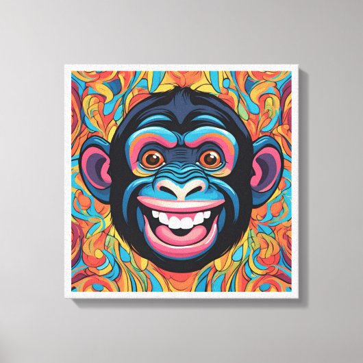 Schattigee Crazy Funny Chimpanzee Canvas Afdruk (Voorkant)
