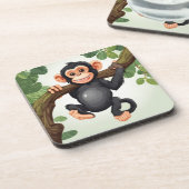Schattigee Crazy Funny Chimpanzee Cartoon Bier Onderzetter (Linkerzijde)