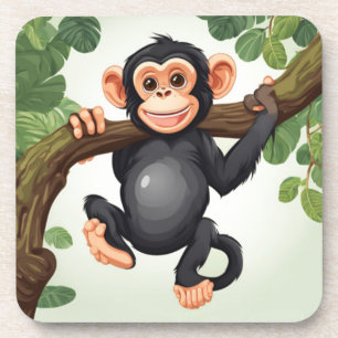 Schattigee Crazy Funny Chimpanzee Cartoon Bier Onderzetter