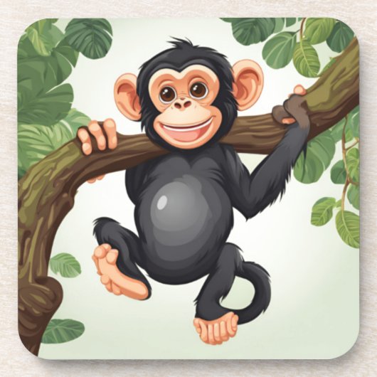 Schattigee Crazy Funny Chimpanzee Cartoon Bier Onderzetter (Voorkant)