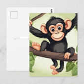 Schattigee Crazy Funny Chimpanzee Cartoon Briefkaart (Voorkant / Achterkant)