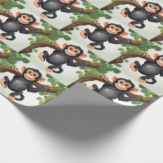 Schattigee Crazy Funny Chimpanzee Cartoon Cadeaupapier (Hoek)