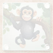 Schattigee Crazy Funny Chimpanzee Cartoon Glazen Onderzetter (Achterkant)