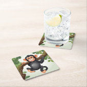 Schattigee Crazy Funny Chimpanzee Cartoon Kartonnen Onderzetters (Insitu)