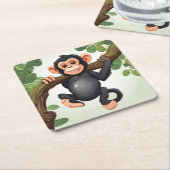 Schattigee Crazy Funny Chimpanzee Cartoon Kartonnen Onderzetters (Schuin)