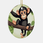 Schattigee Crazy Funny Chimpanzee Cartoon Keramisch Ornament (Rechts)
