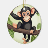 Schattigee Crazy Funny Chimpanzee Cartoon Keramisch Ornament (Links)