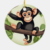 Schattigee Crazy Funny Chimpanzee Cartoon Keramisch Ornament (Achterkant)