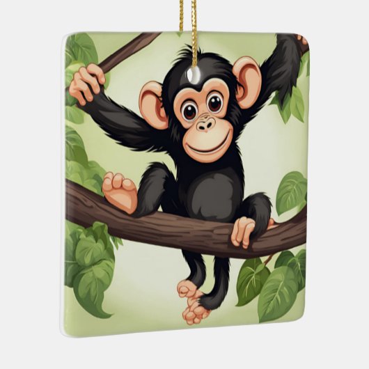 Schattigee Crazy Funny Chimpanzee Cartoon Keramisch Ornament (Rechts)