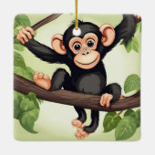Schattigee Crazy Funny Chimpanzee Cartoon Keramisch Ornament (Achterkant)