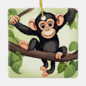 Schattigee Crazy Funny Chimpanzee Cartoon Keramisch Ornament (Voorkant)